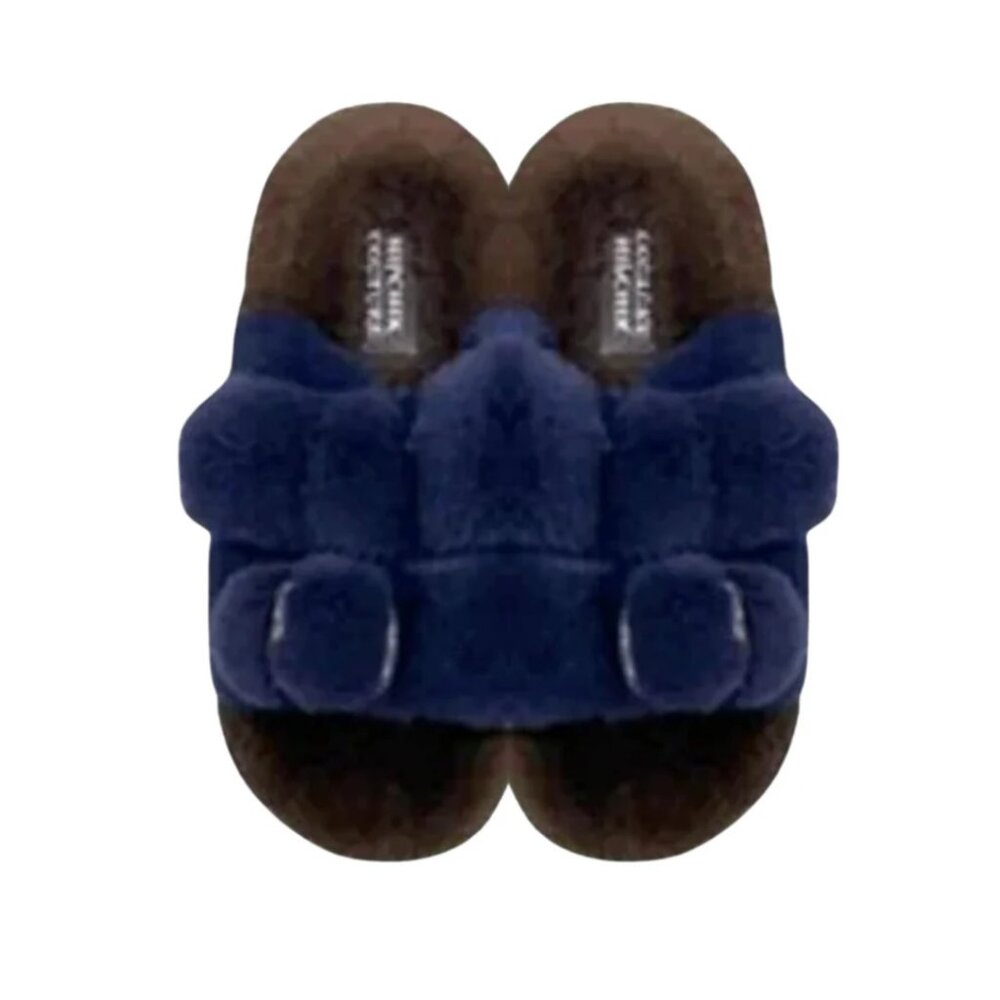 Mink Slide Sandals Shoes - Brown ‘n’ Navy